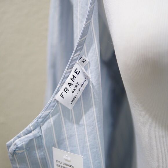 Frame Shirt XS Women Sky Color Stripe Cotton Blouse Nordstrom Exclusive - Picture 4 of 6